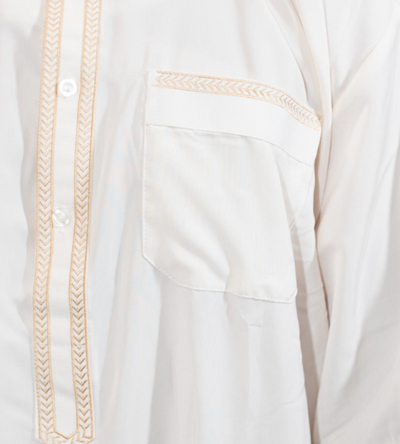 Qamis Homme Écru avec Broderies Fines
