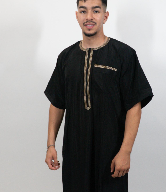 Qamis Homme Écru avec Broderies Fines