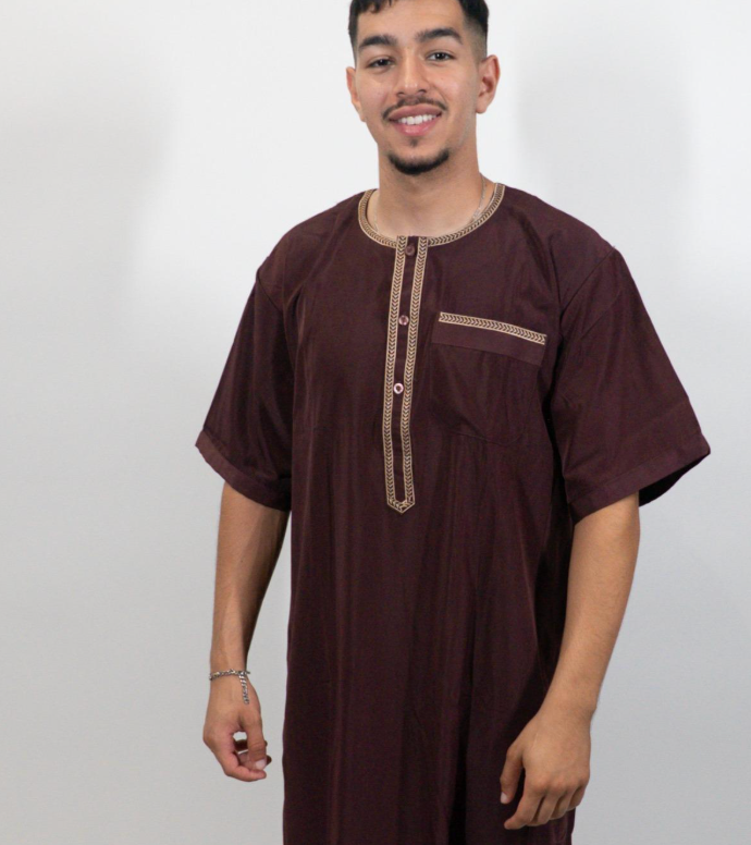 Qamis Homme Écru avec Broderies Fines